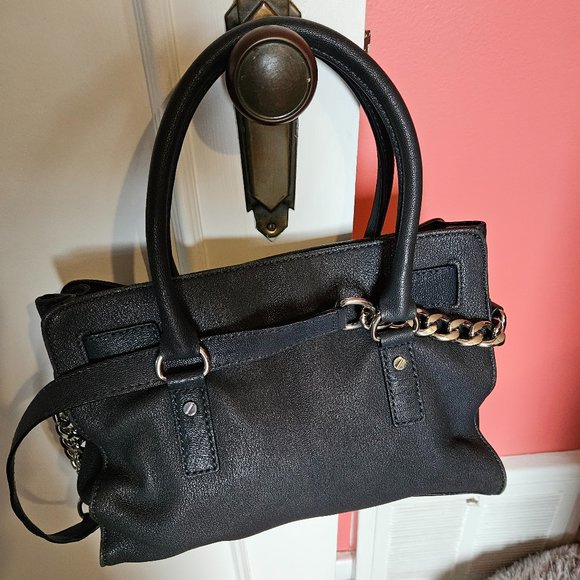 Michael Kors Blue Leather "Hamilton" handbag; Silver Padlock & Shoulder Chain - Picture 7 of 11